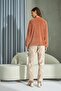 Women's Long Sleeve Velvet Jacquard Tan Pajamas Set C1T5N2O67 - 2