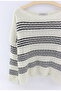 Women's Cream Black Striped Casual Model Wide Collar Seasonal Knitwear Sweater - 3