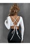 Backless Cross Tied Crop Blouse