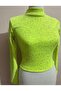 Neon Color Half Collar Long Sleeve Knitwear Blouse, New Year Christmas Gift - 3