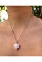 Curved Heart Model Pink Quartz Natural Stone Necklace - 2