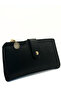 Black Zippered Special Design Women's Wallet with 3 Compartments Card Holder - 2