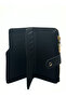 Black Zippered Special Design Women's Wallet with 3 Compartments Card Holder - 3