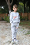 Tyrannosaurus printed 2 thread fabric pocket top and bottom boys tracksuit set for ages 7-14