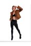 Fur Detail Suede Leather Brown Coat Women