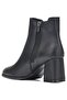 Daily Women's Black Boots Thick Heeled Zippered Rubber Serrated Non-Slip Sole Furry Lining Bootie 2407 - 3