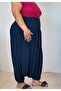 Navy blue elastic waistband combed cotton viscose baggy pants - 8