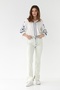 Women's V-Neck Poor Sleeve Embroidered Cotton Blouse - 4