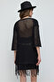 Knitted Fabric Tasseled Loose Long Cardigan - 5