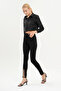 Women's Black Color Detailed Lycra Fabric Slim Fit Denim - 2