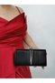 Women's Laser Black Evening Dress Clutch Portfolio Handbag Wedding Engagement Evening Bag - 3