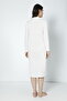 White Cotton Fitted Knitted Fabric Maternity and Maternity Long Sleeve Nightgown - 5