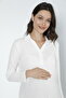 White Cotton Fitted Knitted Fabric Maternity and Maternity Long Sleeve Nightgown - 4