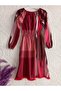 GIRL'S MONKEY FABRIC LONG SLEEVE RED FISTOL DRESS
