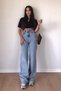 Sera Women's Wide Leg Jeans Blue Loose High Waist Lycra Palazzo Jeans - 2