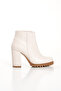 Women's Beige Matte Trak Sole Round Toe Heeled Boots - 6