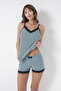 Cotton Thin Straps Lace Shorts Women's Pajama Set 8250-1 - 2