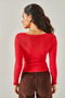 Women's Red Stitching Detailed Crop Lycra Blouse BLZ-19002161 - 5