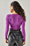 Women's Purple Deep V-Neck Padded Lycra Bodysuit with Six Snaps BDY-00000041 - 6