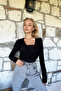 Women's Black Deep V-Neck Body Suit ALC-X10918 - 3
