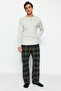 Khaki Regular Fit Comfortable Fit Plaid Woven Pajama Bottoms Tmnaw24Pj00019 - 3