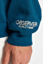 Petrol Kapüşonlu Oversize/Geniş Kesim Nakışlı Etiketli Yumuşak Kumaş Sweatshirt TMNAW24SW00031 - 5