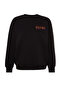 Black Back Print Detailed Thick Inside Fleece Regular Fit Slit Knitted Sweatshirt TWOAW24SW00387 - 6