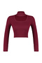 Claret Red Crop Stand Collar Knitwear Sweater TWOAW24KZ01206 - 7