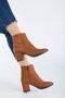 WOMEN'S TAN SUEDE CLASSIC HEELED POINTED BOOTS - 3
