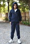 Cardigan and sweatpants bottom-top tracksuit set with zipper, hoodie and kangaroo pocket