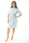 Women's Large Size Baby Blue Waist Belt Lace Up Lined Dress 65N36899