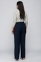 Women's Large Size Navy Blue Waist Side Elasticated Classic Pants Without Pockets 65N36889 - 2