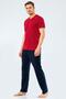 Embroidered, 100% Cotton V-Neck Men's Pajama Set