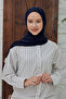 navy blue combed cotton shawl - 3
