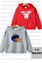 Cookie Monster Printed Unisex Double Pack Grey-Red Kids Hooded Sweatshirt Hoodie