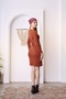 Brick Brick Fitted Mini Crew Neck Ribbed Stretchy Knitted Dress - 7