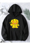 Unisex Men/Women Pikachu Colorful Custom Printed Oversize Hooded Sweatshirt Black