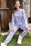 Women's Long Sleeve Cotton Lilac Pajama Set New Season 15021 - 3
