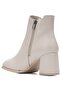 Daily Women's Beige Boots Thick Heeled Zippered Rubber Serrated Non-Slip Sole Furry Lining Bootie 2407 - 3