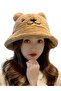 Women's Cute Bear Ear Plush Bucket Hat - 6
