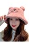 Women's Cute Bear Ear Plush Bucket Hat