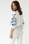 Women's V-Neck Poor Sleeve Embroidered Cotton Blouse - 2