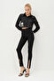 Women's Black Color Detailed Lycra Fabric Slim Fit Denim