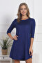 Vienetta SS23804212 Women's / Dressing Gown 3/4 Sleeve Crew Neck / Navy Blue