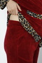 Burgundy Front Buttoned Velvet Maternity and Maternity Pajamas Set - 6