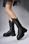 Tuilinnel Women's Below the Knee Boots 00121402 Black Skin