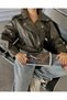 Luxury Quality Women's Balloon Sleeve Vintage Biker Leather Jacket - 3
