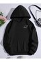 Unisex Black Saturn Graphic Printed Hooded Sweatshirt