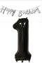 Happy Birthday Written Pennant and Number 1 Foil Balloon