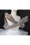 Diamond sparkling evening dresses bridal gloves long white - 6